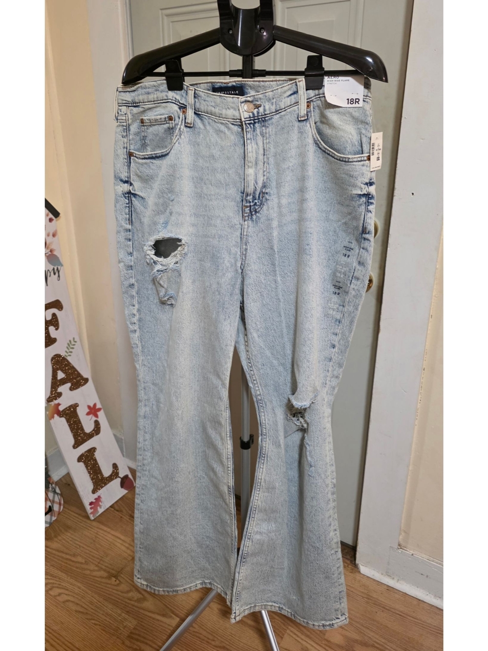 Aeropostale Light Blue Distressed Flare Jeans